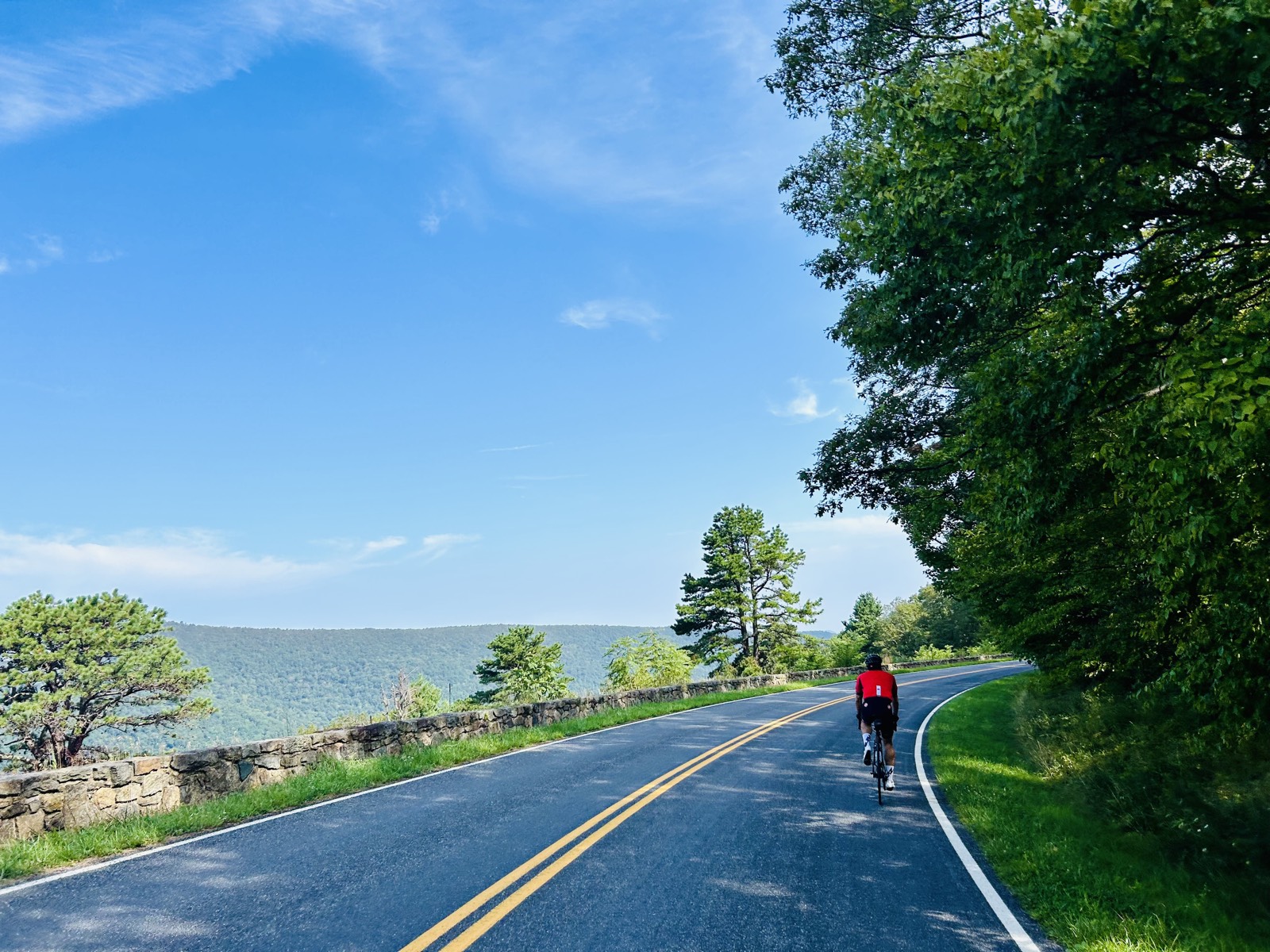 Road cyclist on mountain highway